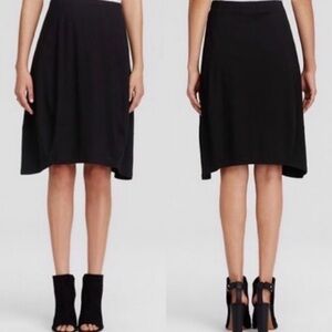 Eileen Fisher Black Asymmetric Hem Stretch Lagenlook Skirt Size Small